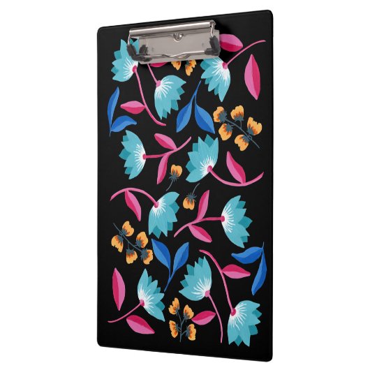 Kleurrijke blauwe roze folkflorale kunst klembord (Links)