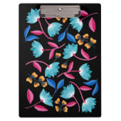 Kleurrijke blauwe roze folkflorale kunst klembord (Voorkant)