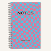 Kleurrijke Blauwe Roze Golvende Controle Monogram  Notitieboek (Voorkant)