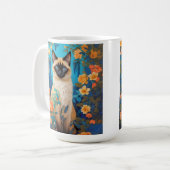 Kleurrijke Blauwe Siamese Kat Botanische Tuin Koffiemok (Voorkant links)