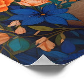 Kleurrijke Blauwe Siamese Kat Botanische Tuin Poster (Hoek)