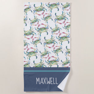 Kleurrijke Blauwe Strandkrab  Strandlaken