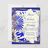 Kleurrijke Blauwe Talavera Mexicaanse bruiloft Kaart (Voorkant)