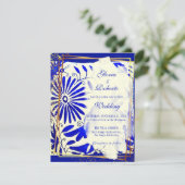 Kleurrijke Blauwe Talavera Mexicaanse bruiloft Kaart (Staand voorkant)