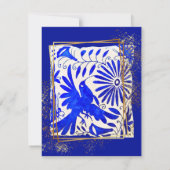 Kleurrijke Blauwe Talavera Mexicaanse bruiloft Kaart (Achterkant)