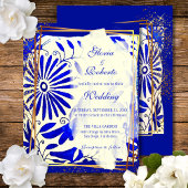Kleurrijke Blauwe Talavera Mexicaanse bruiloft Kaart