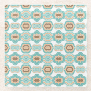 Kleurrijke blauwe/tan/bruine medaillon glazen onderzetter