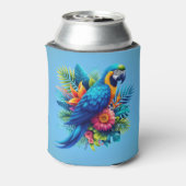 Kleurrijke, blauwe tropische ara blikjeskoeler (Blikje Achterkant)