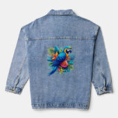 Kleurrijke, blauwe tropische ara denim jacket (Achterkant)