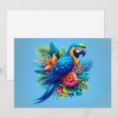 Kleurrijke, blauwe tropische ara feestdagenkaart (Voorkant / Achterkant)