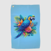 Kleurrijke, blauwe tropische ara golfhanddoek (Voorkant)