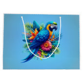 Kleurrijke, blauwe tropische ara groot cadeauzakje (Achterkant)