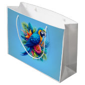 Kleurrijke, blauwe tropische ara groot cadeauzakje (Achterkant Gekanteld)