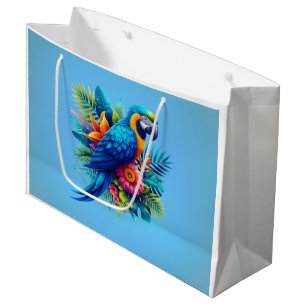 Kleurrijke, blauwe tropische ara groot cadeauzakje