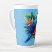 Kleurrijke, blauwe tropische ara latte mok (Linkerhoek)