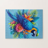Kleurrijke, blauwe tropische ara legpuzzel (Horizontaal)