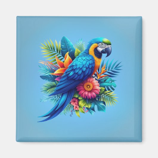 Kleurrijke, blauwe tropische ara magneet (Voorkant)