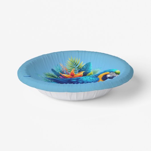 Kleurrijke, blauwe tropische ara papieren kommen (Gebogen)