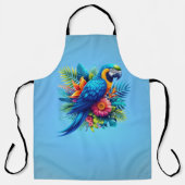 Kleurrijke, blauwe tropische ara schort (Voorkant)