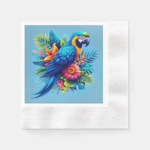 Kleurrijke, blauwe tropische ara servet