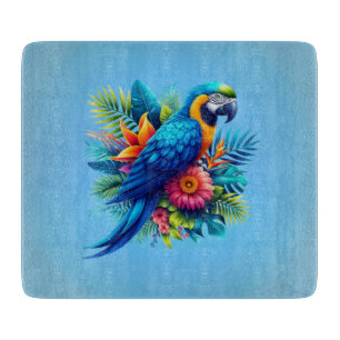 Kleurrijke, blauwe tropische ara snijplank
