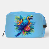 Kleurrijke, blauwe tropische ara toilettasje (Achterkant)