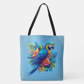 Kleurrijke, blauwe tropische ara tote bag (Voorkant)