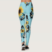 Kleurrijke Blauwe Vlinder Bloemenpatroon Leggings (Achterkant)