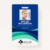 Kleurrijke Blauwe Vloeiende Ontwerp Medische ident Badge (Voorkant)