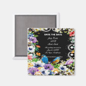 Kleurrijke Blauwe Vogels & Botanisch sparen de dat Magneet (Voorkant / Achterkant)