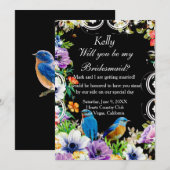 Kleurrijke Blauwe Vogels & Botanische Bloemen Brui Kaart (Voorkant / Achterkant)