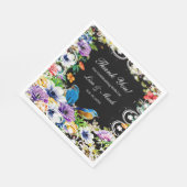 Kleurrijke blauwe vogels en botanisch bloempapier servet (Hoek)