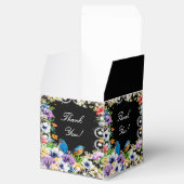 Kleurrijke blauwe vogels en botanische bloemen bedankdoosjes (Geopend)