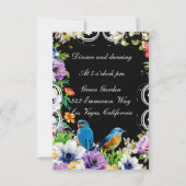 Kleurrijke blauwe vogels en botanische bloemenontv kaart (Voorkant)