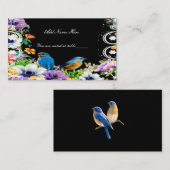Kleurrijke blauwe vogels en botanische bloemetafel plaatskaartje (Voorkant / Achterkant)
