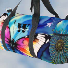 Kleurrijke Blauwe Waterverf Vlinder Duffel Bag Plunjezak