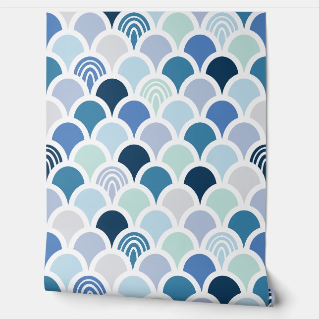 Kleurrijke Blauwe Zeemeermin Vis Schaal Regenboog  Behang (Afrollen)