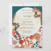 KLEURRIJKE BLAUWGROEN BOHO BLOEM KAART (Voorkant)