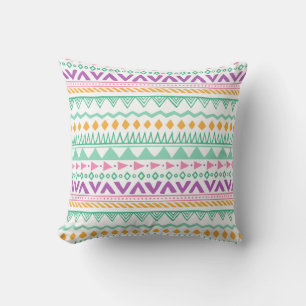 Kleurrijke Blauwgroen Geel Roze Paarse Boho Tribal Kussen