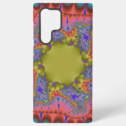 Kleurrijke Blauwgroen, Roze en Groene Fractal Samsung Galaxy Hoesje (Achterkant)