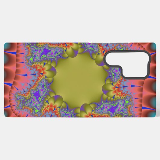 Kleurrijke Blauwgroen, Roze en Groene Fractal Samsung Galaxy Hoesje (Achterkant horizontaal)