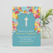 Kleurrijke Blessing Doopuitnodiging Kaart (Staand voorkant)