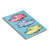 Kleurrijke blije tandvis in het zee notitieboek (Rechterzijde)