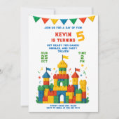 Kleurrijke Block Castle verjaardag Kaart (Voorkant)