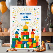 Kleurrijke Block Castle verjaardag Kaart