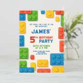 Kleurrijke Block verjaardagsfeestje Kaart (Staand voorkant)