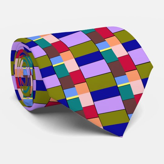 Kleurrijke Blocks Stropdas (Opgerold)