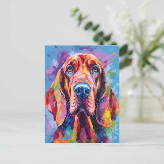 kleurrijke bloedhond briefkaart (Staand voorkant)