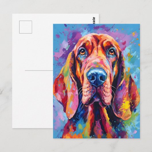 kleurrijke bloedhond briefkaart (Voorkant / Achterkant)