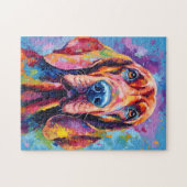 kleurrijke bloedhond legpuzzel (Horizontaal)